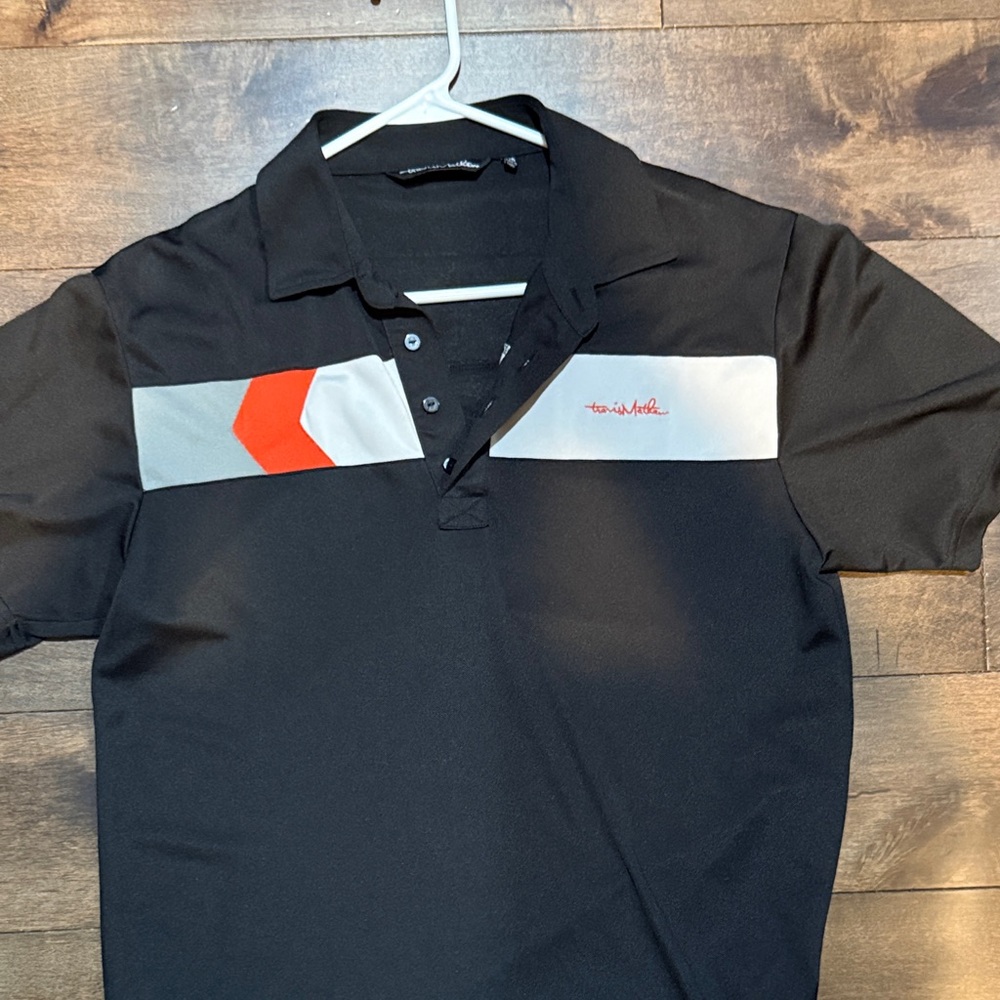 Travis Mathew Black and Gray Men's Polo Shirt size L